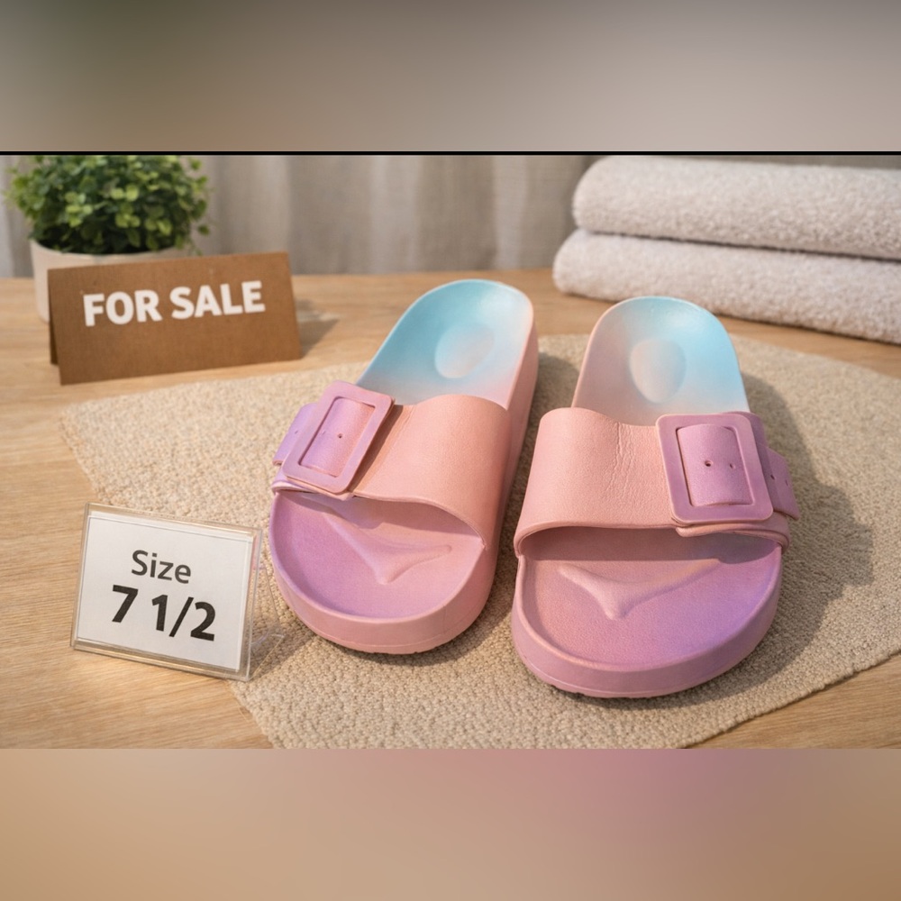 Pastel Buckle Slide Sandals